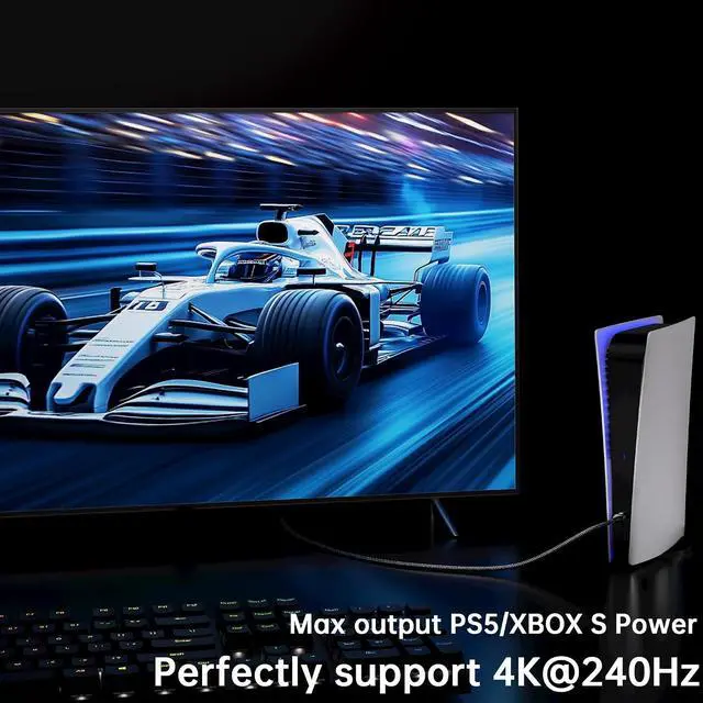 Alt view image 4 of 7 - 16.5FT 96Gbps Ultra High Speed HDMI 2.2 Cable,Gold-Plated Connectors,Supports 16K@60Hz,4K@240/480Hz,Dynamic HDR10+,3D,eARC,X and HDCP 2.2 & 2.1,Compatible with PS5, Xbox,Gaming PC,Projector