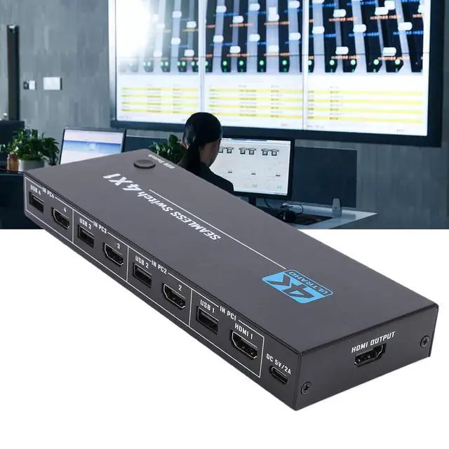 Alt view image 5 of 7 - Yunseity 4 Port USB KVM Switcher 8K 60Hz 4K x 2K 30Hz KVM Switcher Plug and Play with LED Indicator for Gaming PC Laptop