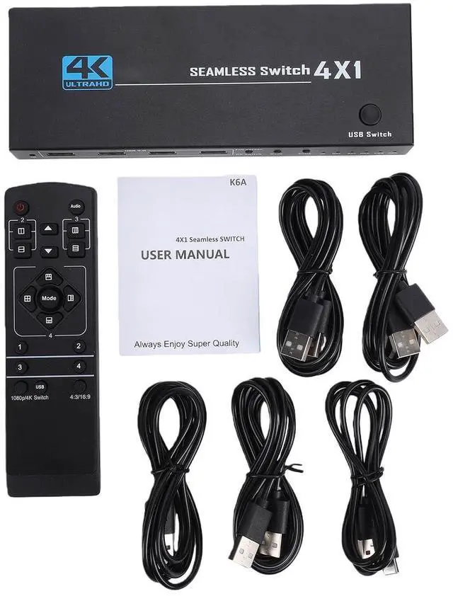 Main image of KVM 8K 60Hz 4 Port USB, HDMI Multimedia Interface KVM Switches for 4 PC Sharing Keyboard Mouse