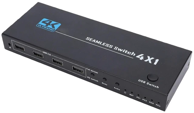 Alt view image 4 of 7 - Dpofirs KVM Switches, 4 Port HD Multimedia Interface Switcher with USB 3W Power, LED Indicator, Plug and Play for PC Computer Desktop Laptop Monitor Display