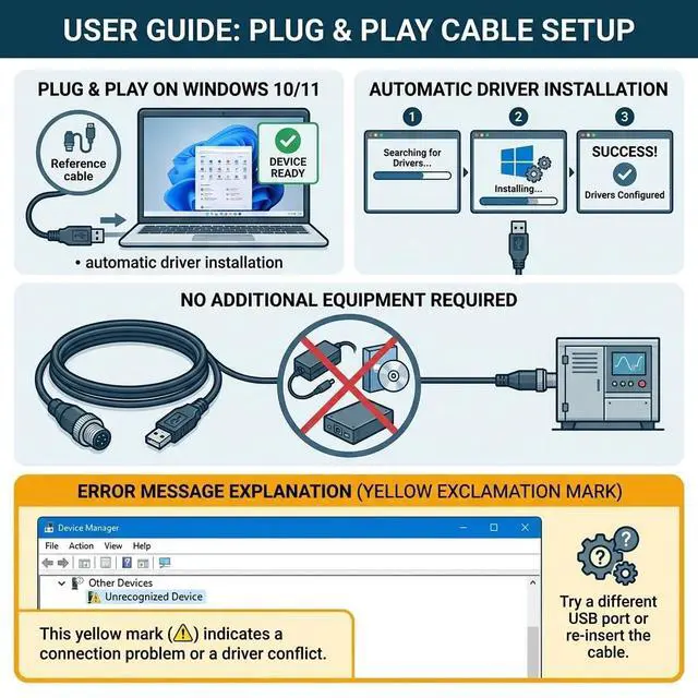 Alt view image 4 of 6 - USB to M12 5-Pin Male RS485 Cable, 1.8m Industrial Serial Communication for PLC Sensors & PC Data Acquisition