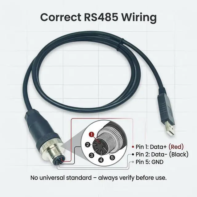 Alt view image 5 of 6 - USB to M12 5-Pin Male RS485 Cable, 1.8m Industrial Serial Communication for PLC Sensors & PC Data Acquisition