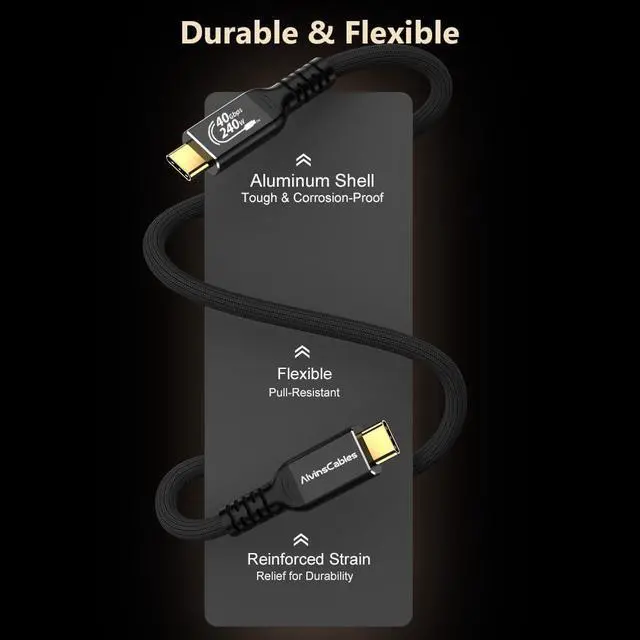 Alt view image 7 of 7 - Alvin's Cables USB4 Cable 6.6ft, USB-C to USB-C Cable 40Gbps Data Transfer 240W PD Fast Charging 8K@60Hz Display, Compatible with Thunderbolt 4/3,USB 3.0, for MacBook,eGPU,Dock, USB-IF Certified