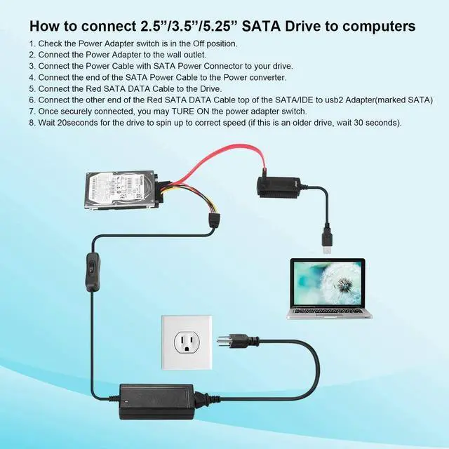 Alt view image 3 of 7 - SATA/PATA/IDE to USB 2.0 Adapter Converter Cable for 2.5" 3.5" Hard Drive Disk Easy to Use and Plug & Play