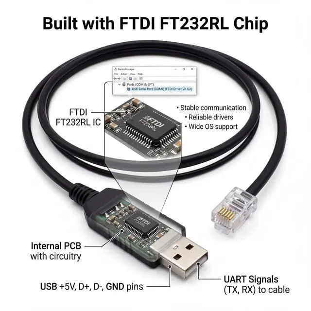 Alt view image 2 of 4 - USB to RJ9/RJ11 Cable for LIDAXIN Telephone PBX, 1.8m RS232 Serial Configuration Line
