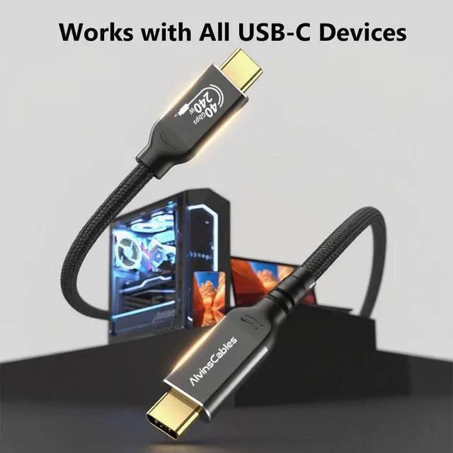 Alt view image 5 of 7 - Alvin's Cables USB4 Cable 6.6ft, USB-C to USB-C Cable 40Gbps Data Transfer 240W PD Fast Charging 8K@60Hz Display, Compatible with Thunderbolt 4/3,USB 3.0, for MacBook,eGPU,Dock, USB-IF Certified