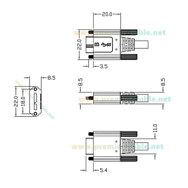 Alt view image 5 of 7 - Screw Locking Panel Mount USB C to Micro USB 3.0 Cable USB3.1 Gen2.2 Type C to Micro B Cord for Machine Vision Industrial Camera Hard Disk Image Transmission (3M/10FT)