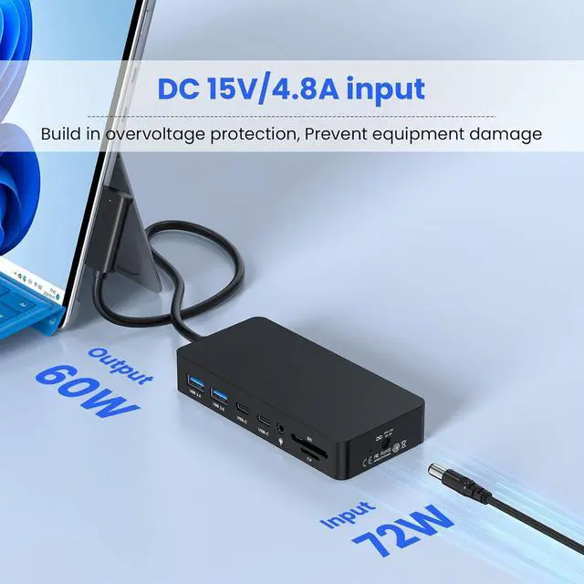 Alt view image 7 of 7 - Surface Docking Station, 4K@60Hz Triple Display via HDMI, DP & USB C, 12-in-1 with 120W Power Adapter for Surface Laptop 5/4/3 & Surface Pro 11/10/9/8/7/X, Surface Go/Book