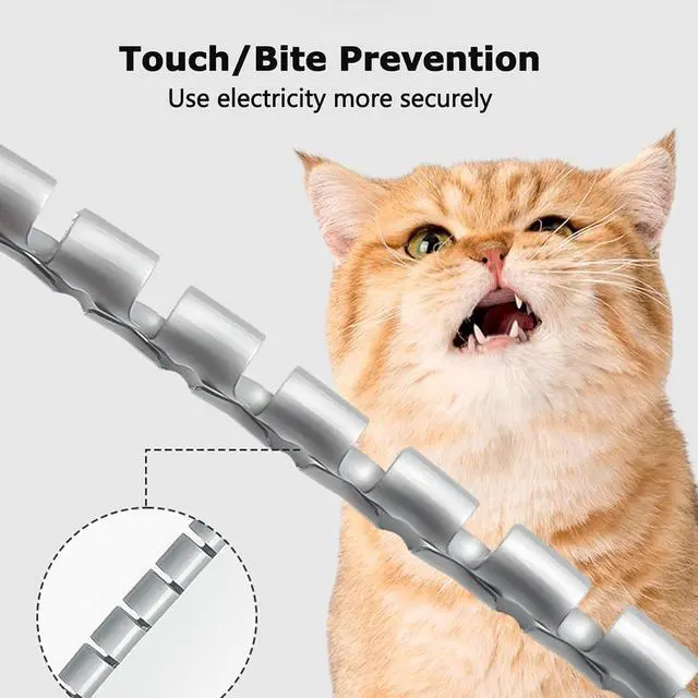 Alt view image 2 of 7 - Cuttable Gray Cable Protector, 360° Coverage, Ideal for Cable Management in Homes and Offices, Protects Against Pet Chewing(10m/32.8ft)