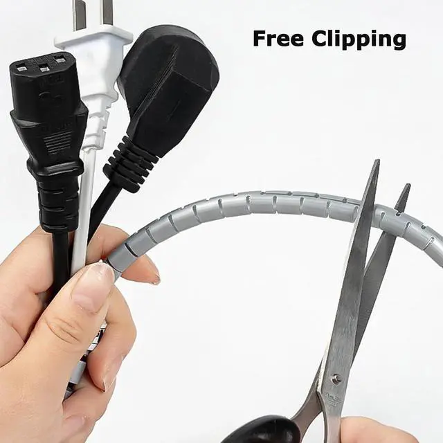 Alt view image 4 of 7 - Cuttable Gray Cable Protector, 360° Coverage, Ideal for Cable Management in Homes and Offices, Protects Against Pet Chewing(10m/32.8ft)
