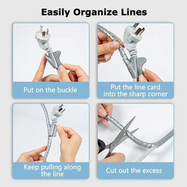 Alt view image 6 of 7 - Cuttable Gray Cable Protector, 360° Coverage, Ideal for Cable Management in Homes and Offices, Protects Against Pet Chewing(10m/32.8ft)