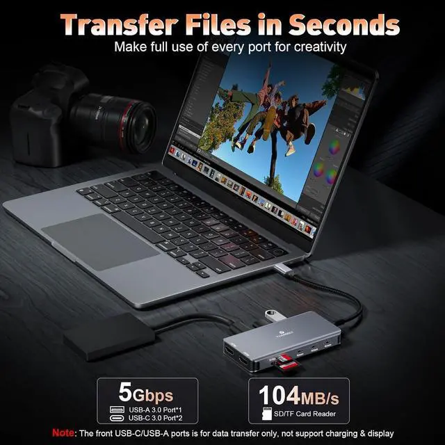 Alt view image 6 of 7 - USB C Docking Station Dual Monitor, 10 in 1 USB C Hub Multiport Adapter, 4K HDMI Port, 100W PD, SD/Micro, USB-C 3.0, USB-A 3.0/2.0, Laptop Dock Station for Mac/HP/Dell XPS/Lenovo Laptop