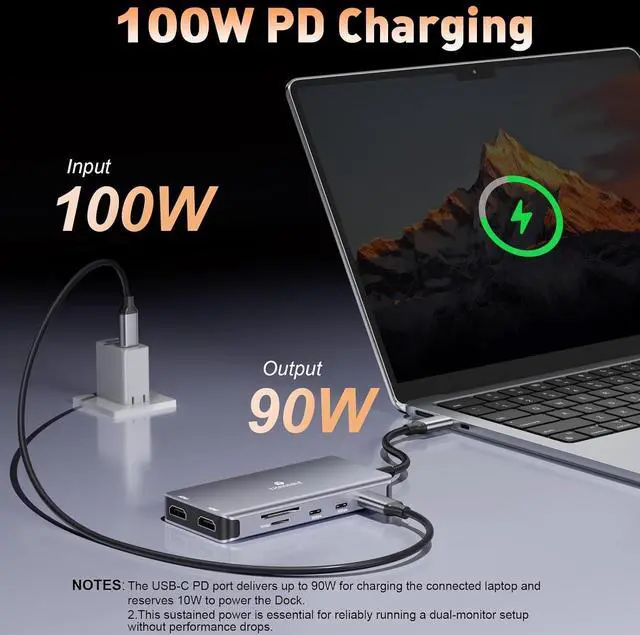 Alt view image 7 of 7 - USB C Docking Station Dual Monitor, 10 in 1 USB C Hub Multiport Adapter, 4K HDMI Port, 100W PD, SD/Micro, USB-C 3.0, USB-A 3.0/2.0, Laptop Dock Station for Mac/HP/Dell XPS/Lenovo Laptop