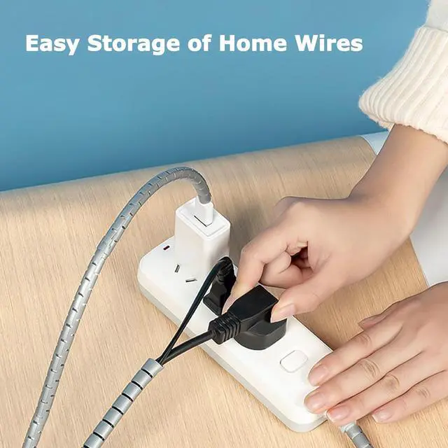 Alt view image 7 of 7 - Cuttable Gray Cable Protector, 360° Coverage, Ideal for Cable Management in Homes and Offices, Protects Against Pet Chewing(10m/32.8ft)