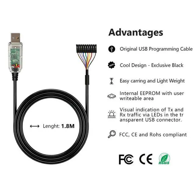 Alt view image 7 of 7 - C232HD-EDHSP-0 USB2.0 Hi-Speed USB to UART Serial Cables 5.0V FT232H Chip Pitch 2.54MM 10P Headers Compatible with Windows 11 10 8 7 Linux MAC OS(1.8M)
