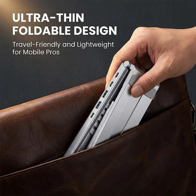 Alt view image 6 of 6 - 8-in-1 USB C Docking Station with Ergonomic Stand, Multiport Adapter, USB Ports & Tablet Holder for Home Office, Remote Work, Gaming & Travel