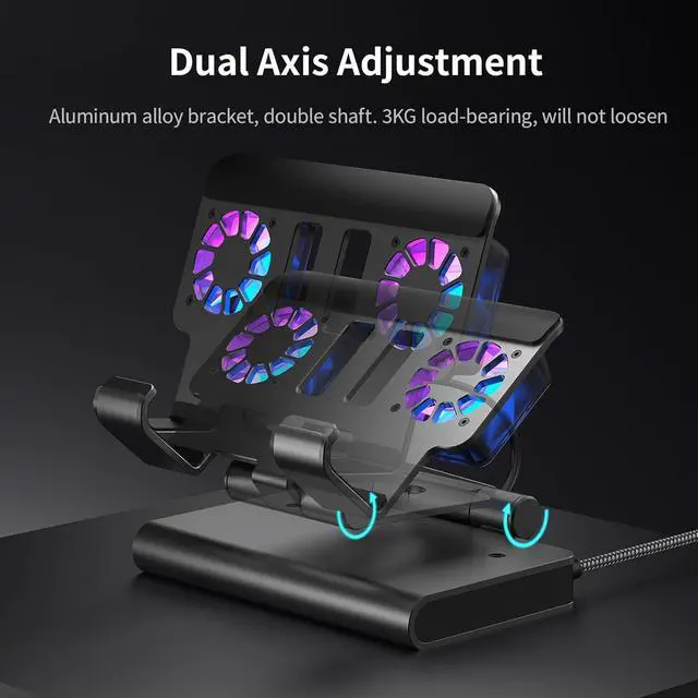 Alt view image 4 of 7 - Adjustable Stand Steam Deck Docking Station with RGB Light Cooling Fan, 4K@60Hz, PD100W, Gigabit Ethernet Fit and HDMI for Steam Deck/ROG Ally X/Legion Go (S)/MSI Claw/Switch