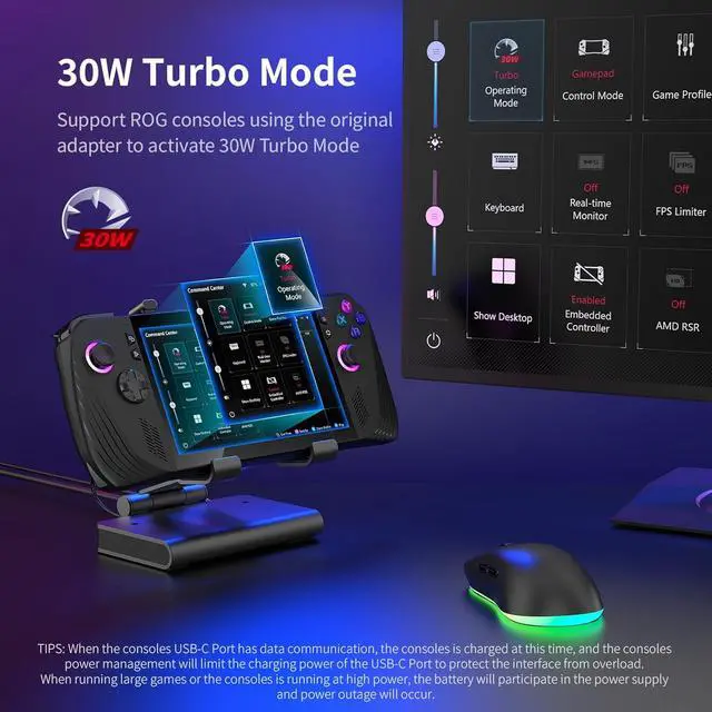 Alt view image 6 of 7 - Adjustable Stand Steam Deck Docking Station with RGB Light Cooling Fan, 4K@60Hz, PD100W, Gigabit Ethernet Fit and HDMI for Steam Deck/ROG Ally X/Legion Go (S)/MSI Claw/Switch