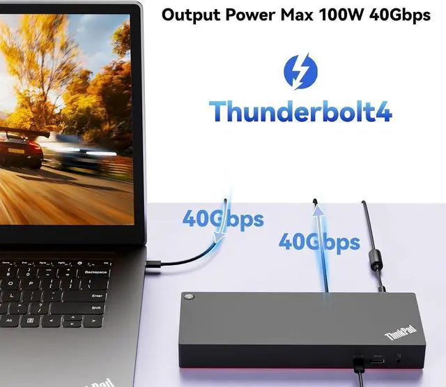 Alt view image 5 of 7 - ThinkPad 40B00135 Thunderbolt 4 Universal Docking Station for Lenovo Laptops, 4 External Displays, Power Charging UP to 100W + HDMI 4K Cable + DP Cable+ ITSPWR Cleaning Cloth