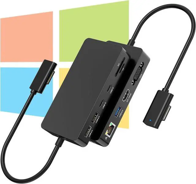 Main image of New Surface Dock Dual Displays HDMI+VGA with Power Adapter, 11 in 1 Surface Docking Station for Surface Pro 12/11/10/9/8/X/7/6/5/4/3, Surface Laptop 7/6/5/4/3/2/1, Surface Book Go Dock