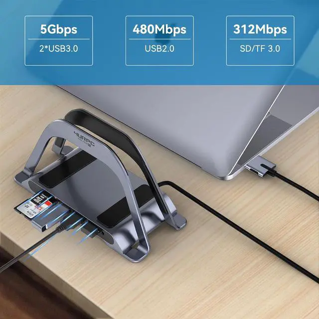 Alt view image 4 of 7 - USB C Docking Station Dual Monitor 4K for MacBook Pro/Air, Laptop Docking Station Stand Dual HDMI for Mac, Laptop Dock with 2 HDMI Ports, PD3.0, Ethernet, 3USB, SD/TF, Audio