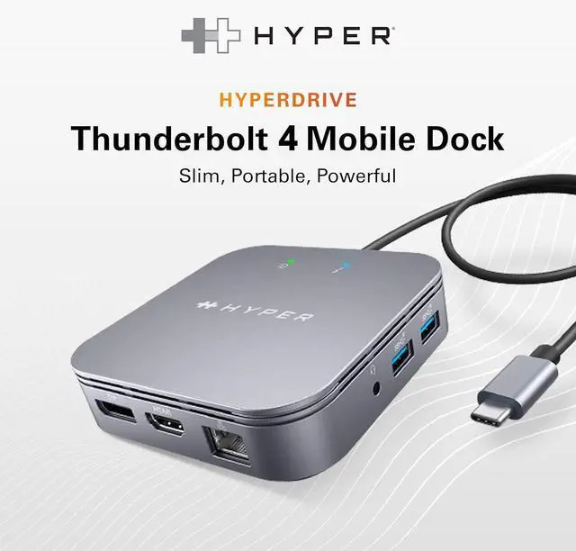 Alt view image 2 of 7 - HyperDrive USB-C & Thunderbolt 4 Dual Monitor Dock - 4K60Hz HDMI Thunderbolt Docking Station -7-in-1 Dock - Slim, Portable, Powerful