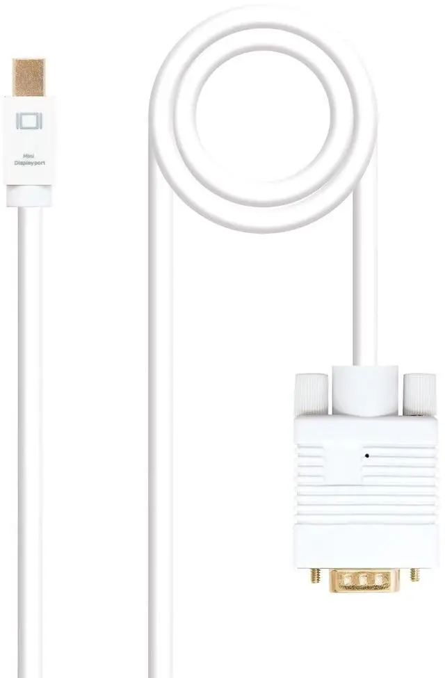 Main image of Blendend Mini DisplayPort to VGA Converter Cable - White - 3m - Ideal for Connecting Devices with Mini DP Output to VGA Displays - Durable and Practical for Presentation