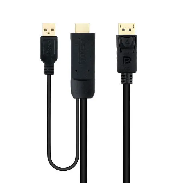 Alt view image 2 of 3 - HDMI to DisplayPort Converter Cable with Male Connectors on Both Ends - Black - 1.8m Length - Ideal for Connecting HDMI Devices to DP Displays