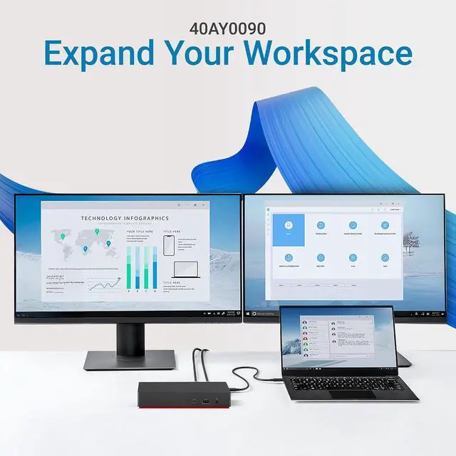 Alt view image 4 of 6 - 40ay0090-40ay0090us Thinkpad Docking Station, Think pad Dock Station, Universal USB-c Dock