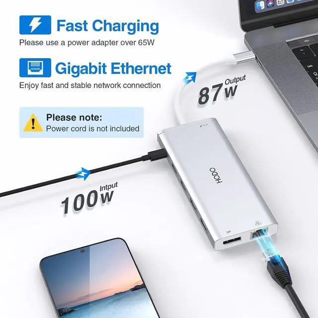 Alt view image 6 of 7 - USB C Docking Station Dual Monitor HDMI for HP, Laptop Docking Station 3 Monitors Triple Display USB C Hub Adapter to 2 HDMI 4K,DP,Ethernet,6 USB,PD,SD/TF, Audio, USB C Dock 14 in 1 for Surface