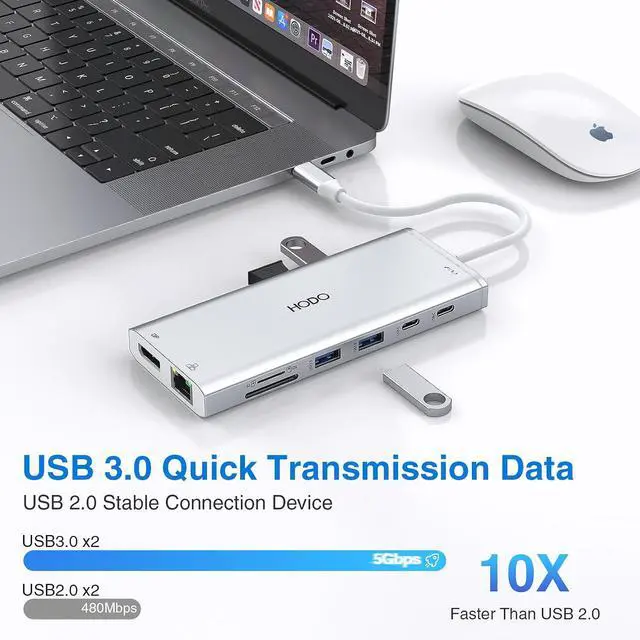 Alt view image 7 of 7 - USB C Docking Station Dual Monitor HDMI for HP, Laptop Docking Station 3 Monitors Triple Display USB C Hub Adapter to 2 HDMI 4K,DP,Ethernet,6 USB,PD,SD/TF, Audio, USB C Dock 14 in 1 for Surface