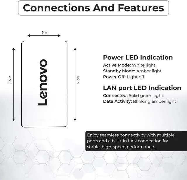 Alt view image 6 of 7 - Lenovo 40BF0100US USB4 Docking Station for Laptops with 100W Adapter, HDMI, DisplayPort, USB C Cables & Cloth - Docking Station