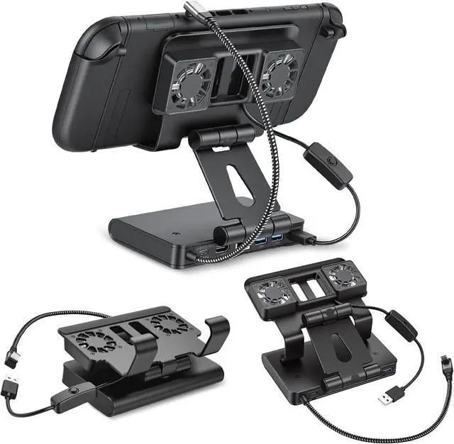 Main image of ELUTENG 6-in-1 Steam Deck Docking Station Dual 6000RPM Cooling Fans PD100W HDMI 2.1 4K@144Hz HDR 10-Bit USB 3.1 Gen1 x3 Gigabit Ethernet Gaming Cooling Dock Hub for ROG Ally/MSI Claw/Switch 2