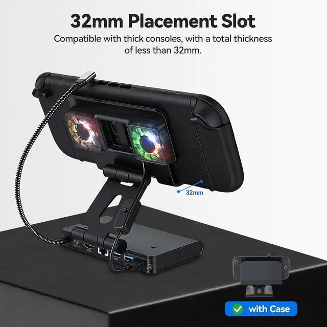 Alt view image 6 of 7 - ELUTENG 6-in-1 Steam Deck Docking Station Dual 6000RPM Cooling Fans PD100W HDMI 2.1 4K@144Hz HDR 10-Bit USB 3.1 Gen1 x3 Gigabit Ethernet Gaming Cooling Dock Hub for ROG Ally/MSI Claw/Switch 2