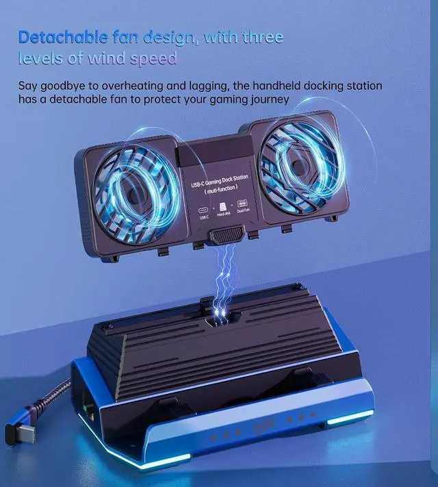 Alt view image 3 of 7 - 14 in 1 Steam Deck Docking Station with Dismantling Cool Fans M.2 NVMe Enclosure,4K@60Hz,1000Mbs Ethernet,SD/TF,4 USB A,100W PD Charging 40Gbps Adapter for Steam Deck/Rog Ally/Switch/Legion Go