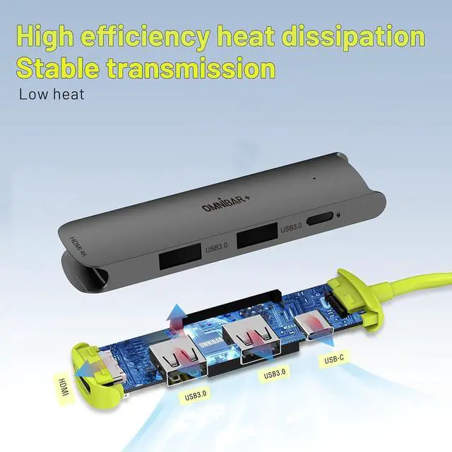 Alt view image 6 of 7 - USB C Hub, USB C Multiport Adapter 4 in 1 with 4K HDMI, 2 USB 3.0 Data Ports, Type C PD 100W Power Delivery Laptop Docking Stations
