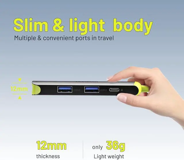 Alt view image 7 of 7 - USB C Hub, USB C Multiport Adapter 4 in 1 with 4K HDMI, 2 USB 3.0 Data Ports, Type C PD 100W Power Delivery Laptop Docking Stations