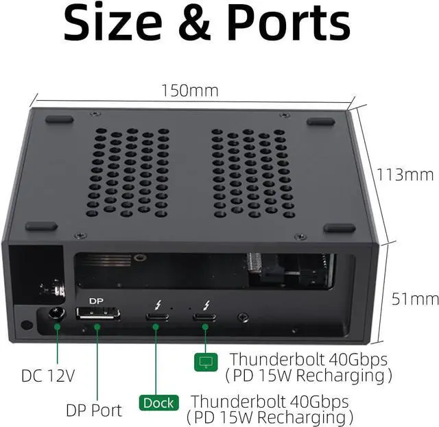 Alt view image 2 of 6 - Thunderbolt 4/3 USB4 to PCIe Expansion Enclosure, 40Gbps External PCIe 3.0 x4 Dock for DeckLink Capture Card, Compatible with Laptop and Mini PC, Windows, macOS and Linux, VK-G2