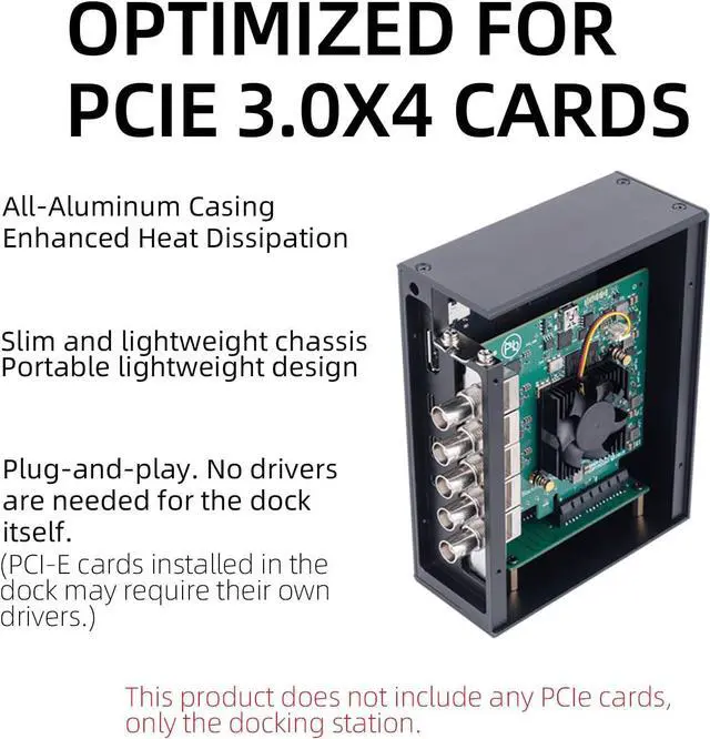Alt view image 4 of 6 - Thunderbolt 4/3 USB4 to PCIe Expansion Enclosure, 40Gbps External PCIe 3.0 x4 Dock for DeckLink Capture Card, Compatible with Laptop and Mini PC, Windows, macOS and Linux, VK-G2