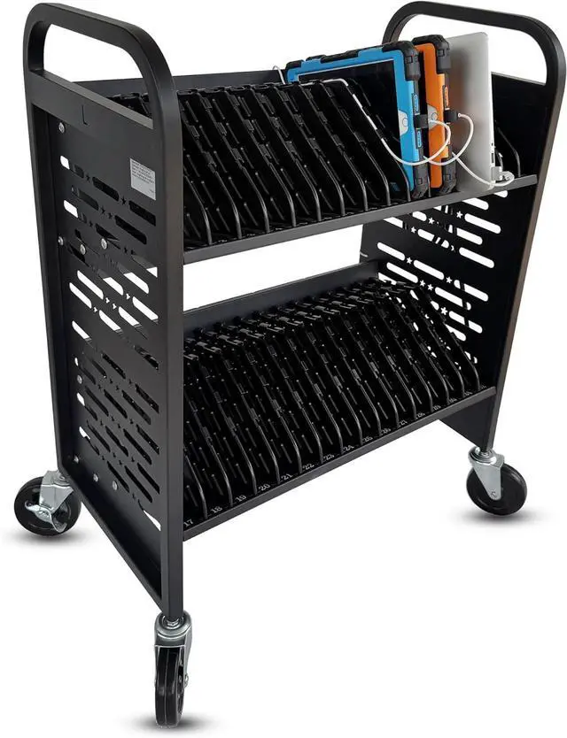 Main image of 32-Device Laptop Charging Cart for Chromebooks, iPad & Tablets | Stores and Charges Up to 32 Devices with Cable Management,Surge Protection,Locking Wheels For Schools,Offices and Libraries