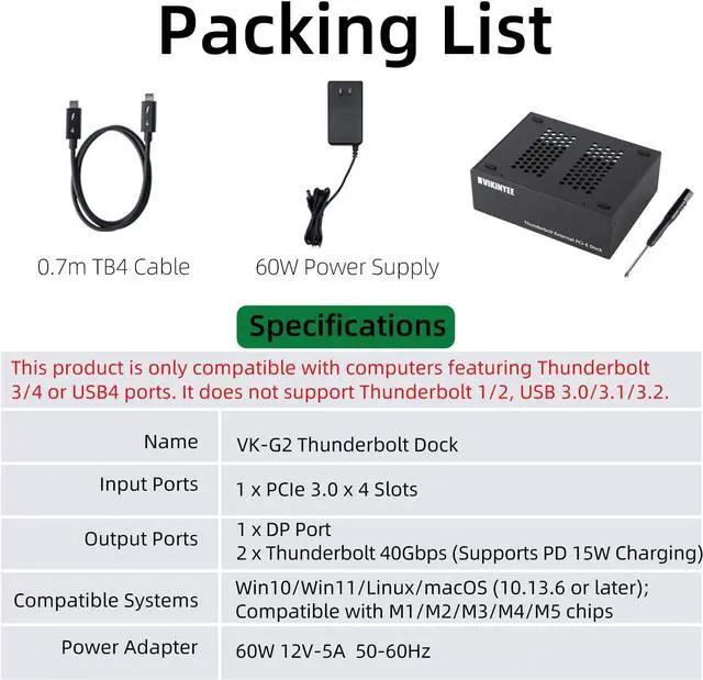 Alt view image 6 of 6 - Thunderbolt 4/3 USB4 to PCIe Expansion Enclosure, 40Gbps External PCIe 3.0 x4 Dock for DeckLink Capture Card, Compatible with Laptop and Mini PC, Windows, macOS and Linux, VK-G2
