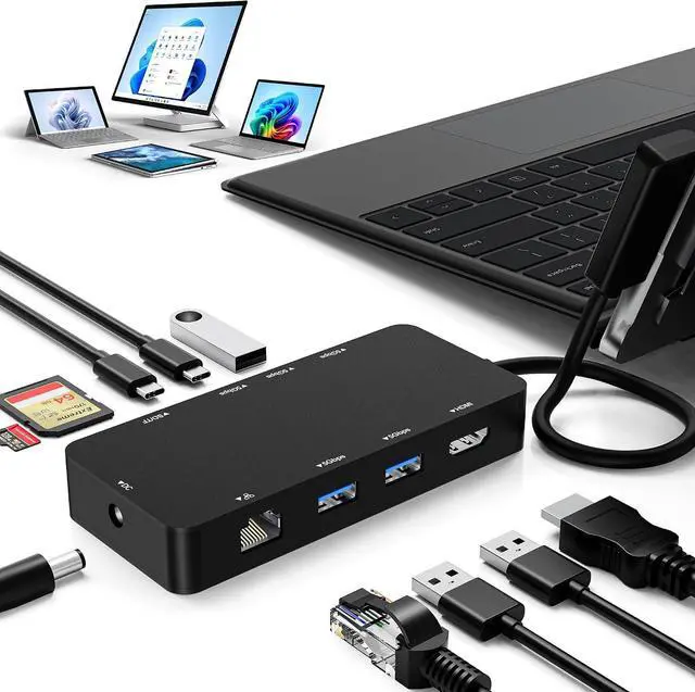 Main image of 10 in 1 New Surface Dock, Triple Displays VGA + Dual 4k@30hz HDMI, Surface Docking Station for Surface Pro 11/10/9/8/X/7/6/5/4/3, Surface Laptop, Surface Laptop Go, Surface Go Dock, Surface Book