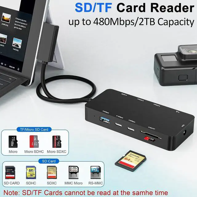 Alt view image 6 of 7 - 10 in 1 New Surface Dock, Triple Displays VGA + Dual 4k@30hz HDMI, Surface Docking Station for Surface Pro 11/10/9/8/X/7/6/5/4/3, Surface Laptop, Surface Laptop Go, Surface Go Dock, Surface Book