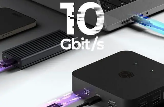 Alt view image 6 of 7 - ICY BOX USB-C Docking Station (12-in-1) for 3 Monitors (3X HDMI), 4K 60Hz, 6-Port USB 3.2 HUB (up to 10Gbps), 85W PD, Gigabit Ethernet, IB-DK4090-C