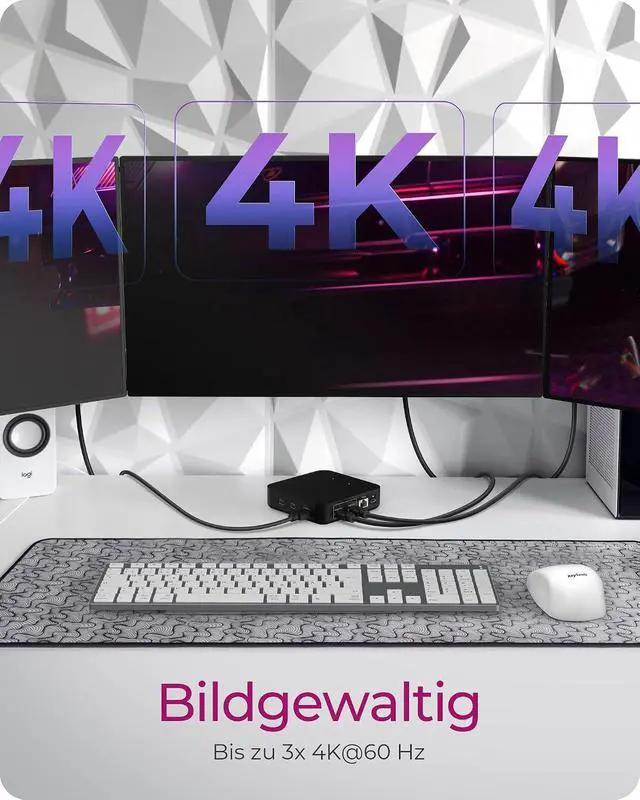 Alt view image 3 of 7 - ICY BOX USB-C Docking Station (12-in-1) for 3 Monitors (3X HDMI), 4K 60Hz, 6-Port USB 3.2 HUB (up to 10Gbps), 85W PD, Gigabit Ethernet, IB-DK4090-C