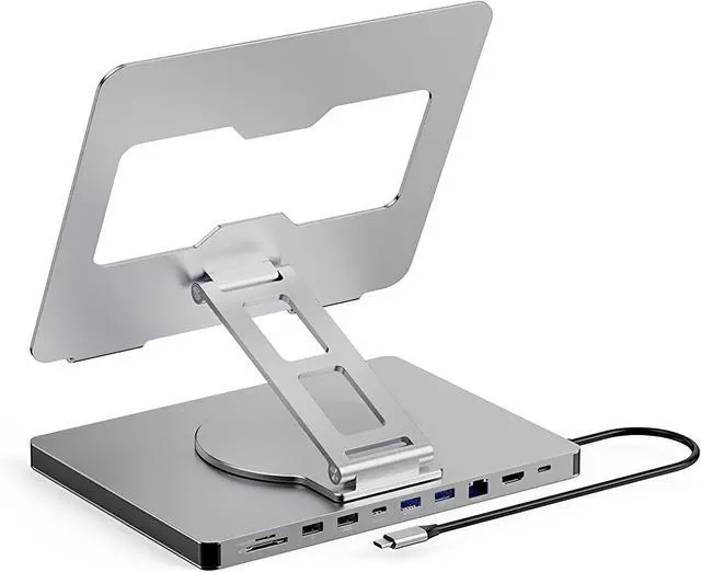 Main image of LICAEVEY Laptop Docking Station Stand, 10 in 1 USB C Hub with 100W PD Charging 4K HDMI Gigabit Ethernet Foldable Riser for Laptops Under 16 Inches
