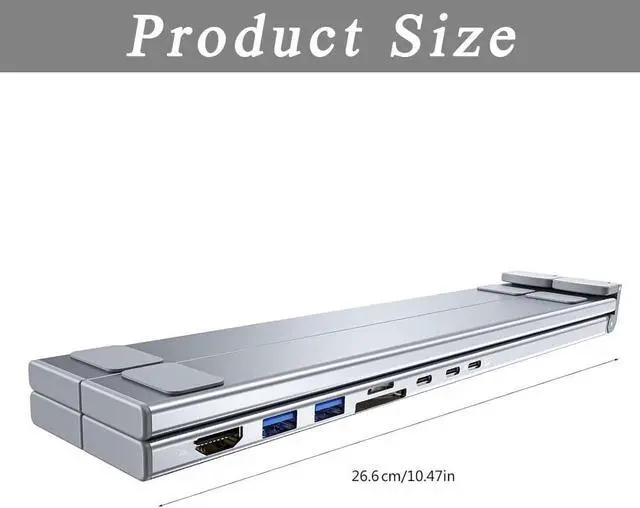 Alt view image 5 of 7 - 8-in-1 USB C Laptop Docking Station Stand with 4K HDMI, 100W PD, Dual USB 3.0, SD/TF Card Reader, Foldable Aluminum Laptop Stand Hub for USB-C Laptops (Upgraded 8-in-1 * 1PC)