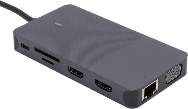 Main image of Yunseity USB 3.0 Docking Station, 2 HD Ports 1 VGA Port 2 USB 3.0 Ports 1 LAN Port .5mm Jack Aluminum Alloy Shell, with C OTG Converter for Laptops