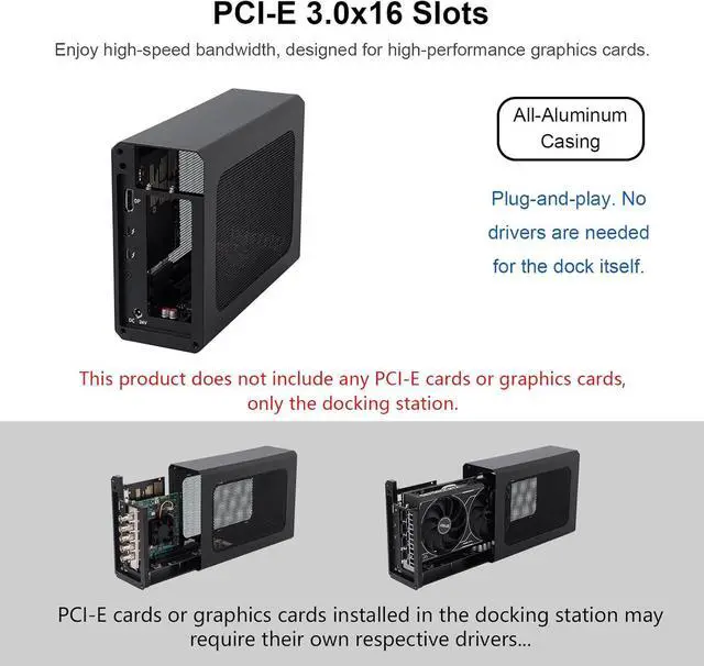 Alt view image 2 of 7 - Compact eGPU Enclosure - Compatible with Thunderbolt 3/4 USB4 40Gbps External GPU Dock Station for Laptops and Gaming Handheld with 240W Power Supply, Full Aluminum Chassis, NVIDIA/AMD PCIe Support