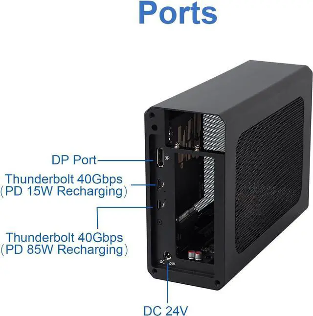 Alt view image 4 of 7 - Compact eGPU Enclosure - Compatible with Thunderbolt 3/4 USB4 40Gbps External GPU Dock Station for Laptops and Gaming Handheld with 240W Power Supply, Full Aluminum Chassis, NVIDIA/AMD PCIe Support